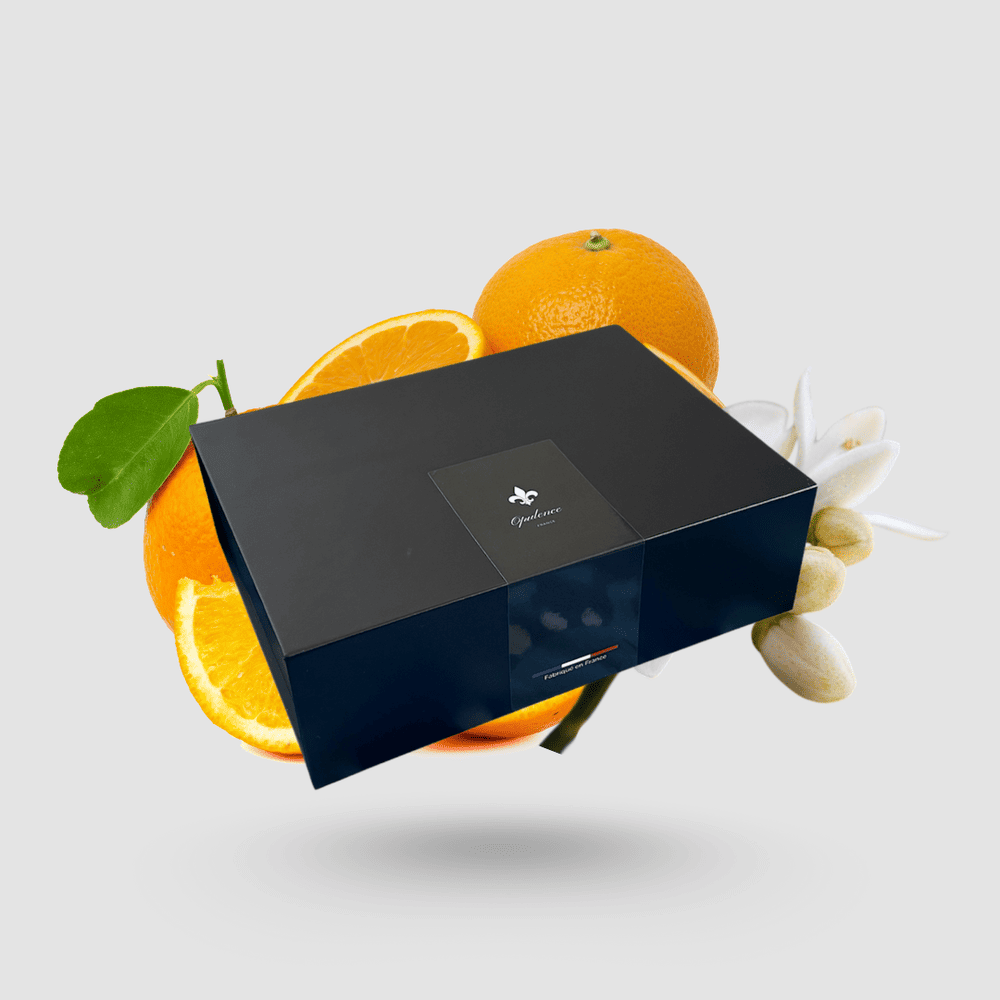 Coffret cadeau opulence en lévitation parfum fleur oranger.