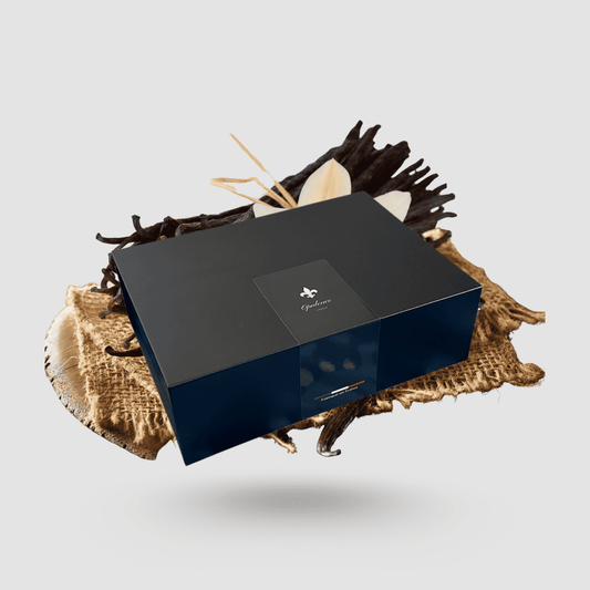 Coffret cadeau opulence parfum vanille ambrée.