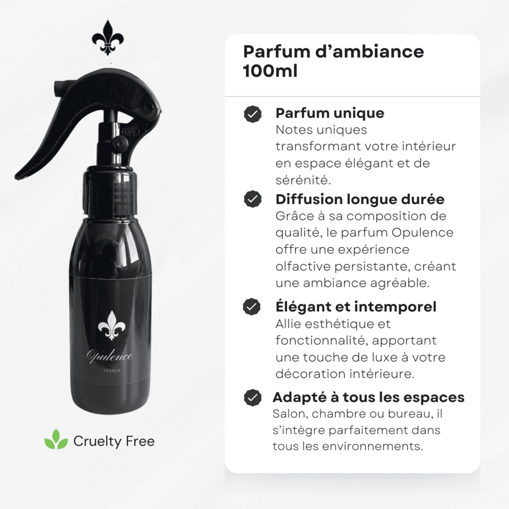 Avantages et bénéfices parfum d'intérieur Opulence 100ml.