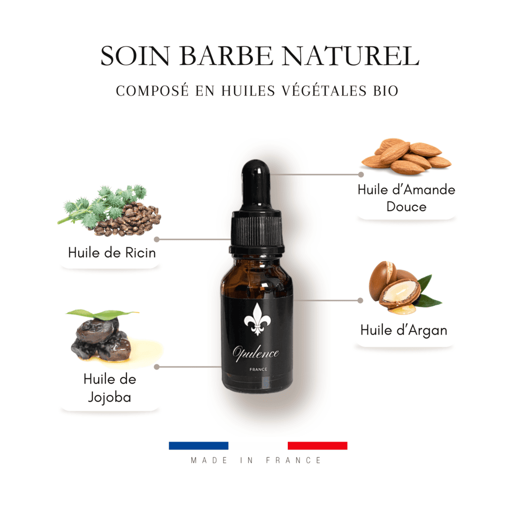 Composition d'huiles végétales de l'huile à barbe Opulence 15ml.