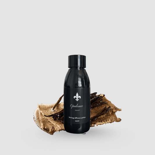Recharge de parfum luxe diffuseur à bâtonnets Vanille Ambrée Opulence 100ml.
