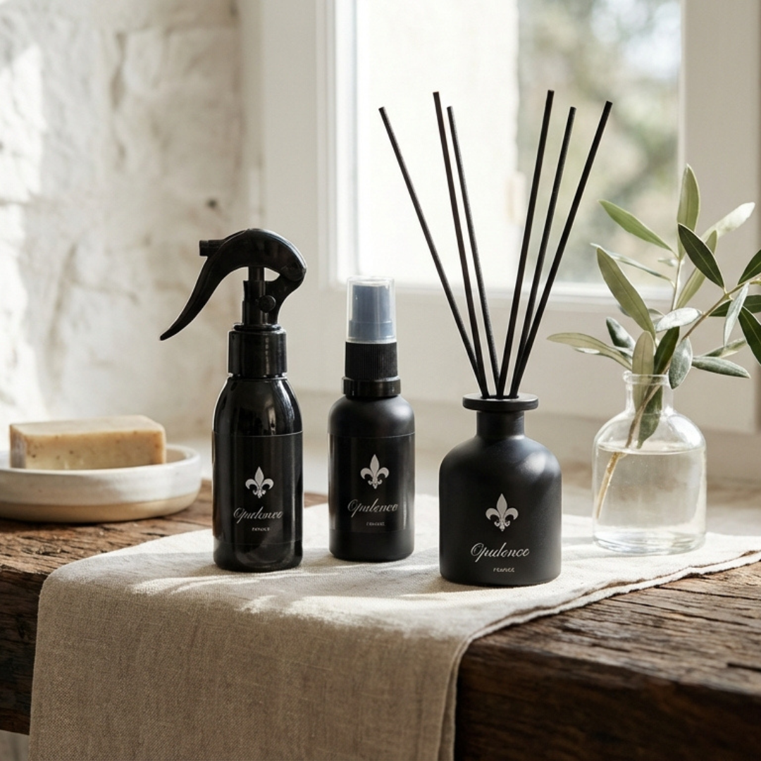 Parfum d'intérieur, huile à barbe et diffuseur parfum maison Opulence. Des produits de luxe et bien être.