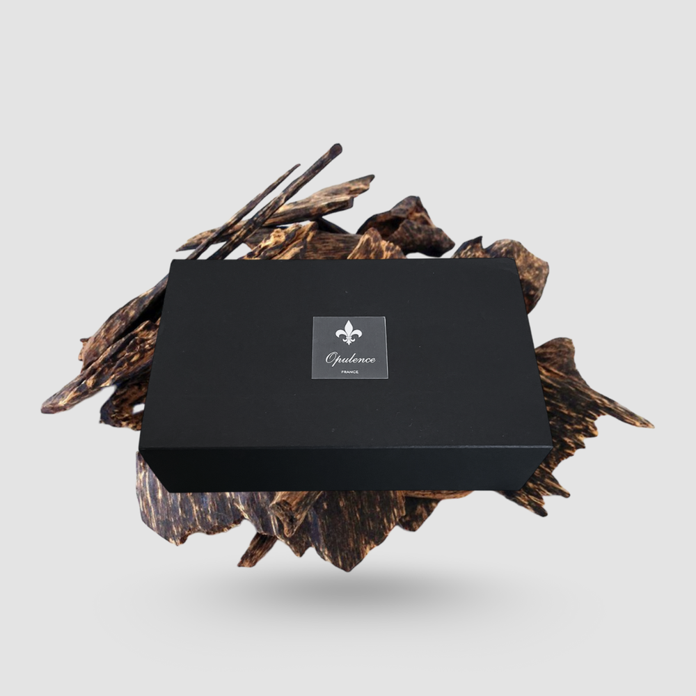 Coffret cadeau barbe homme opulence en lévitation parfum oud.