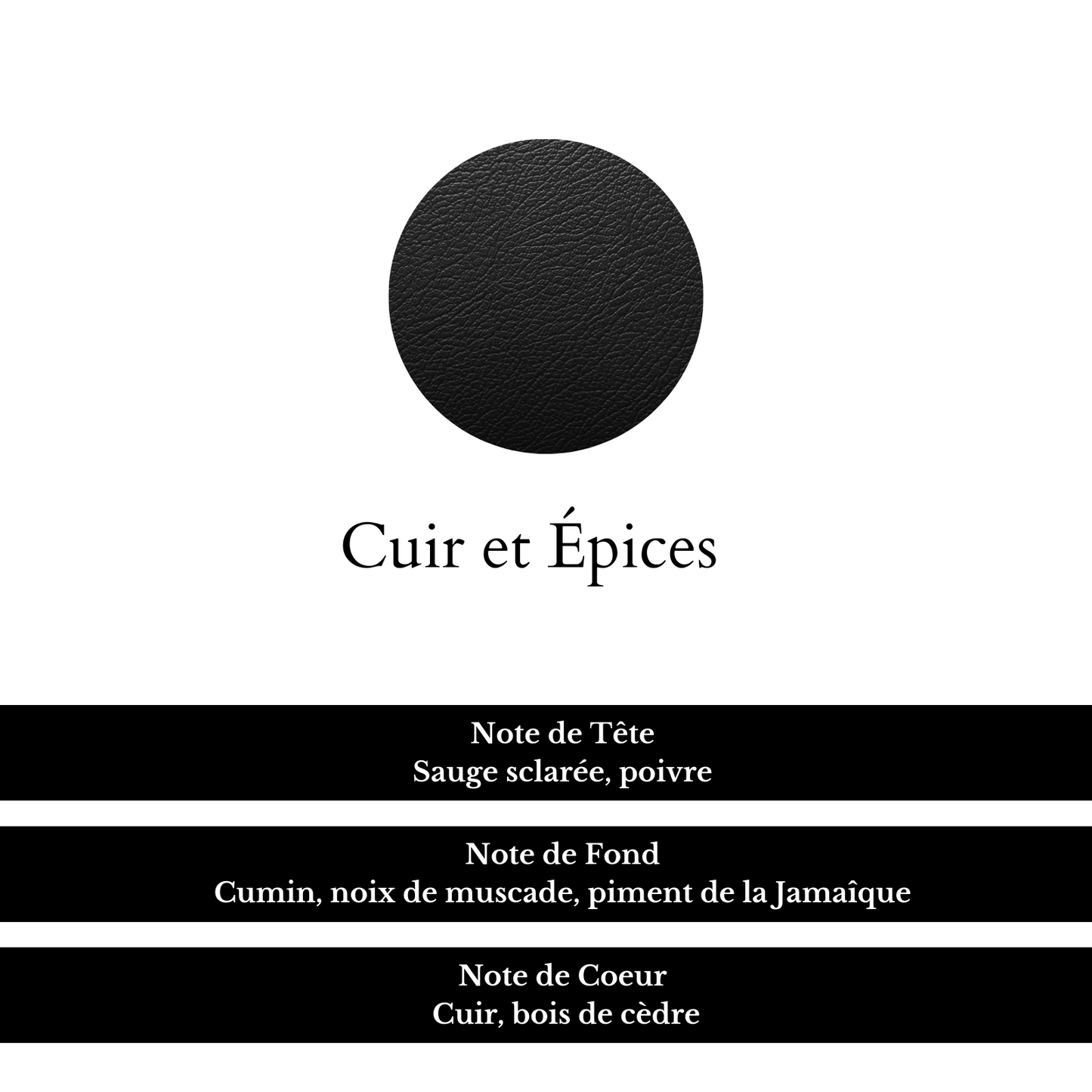 Composition parfum Cuir et épices.