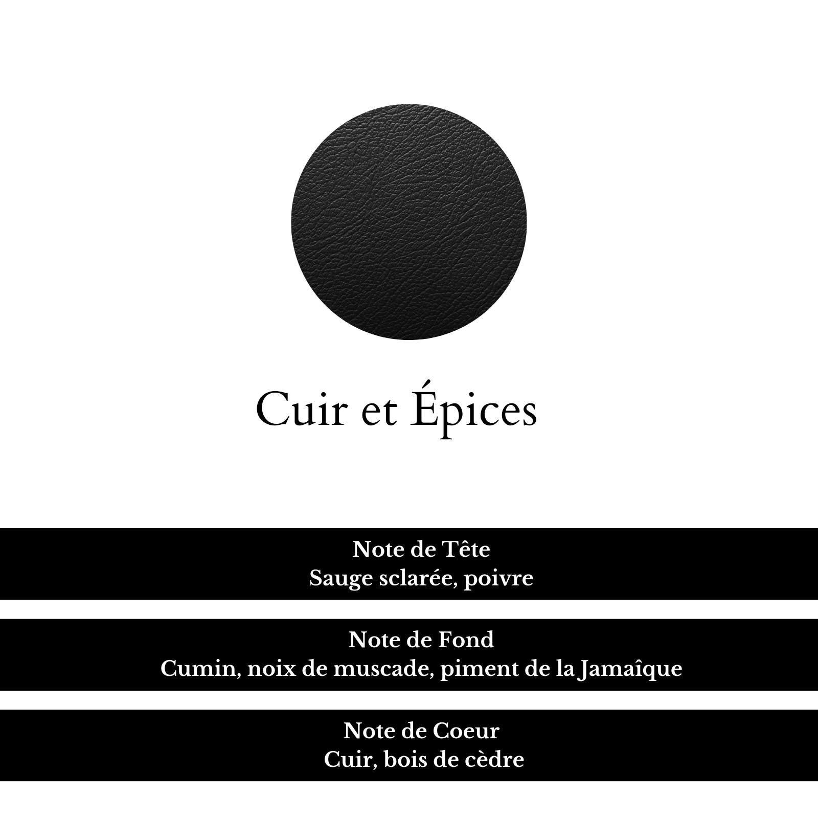 Composition parfum Cuir et épices.