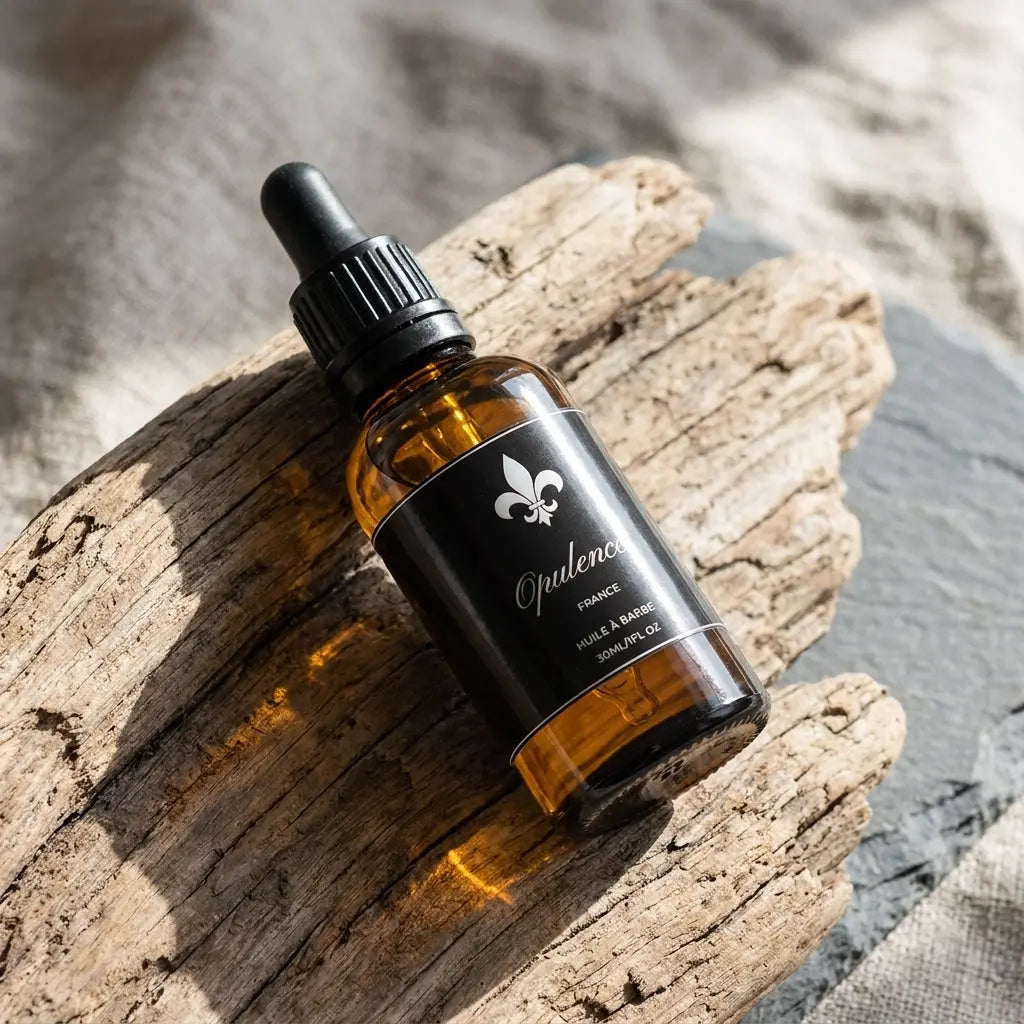 Huile à barbe de luxe hydratante parfumée Opulence 50ml.