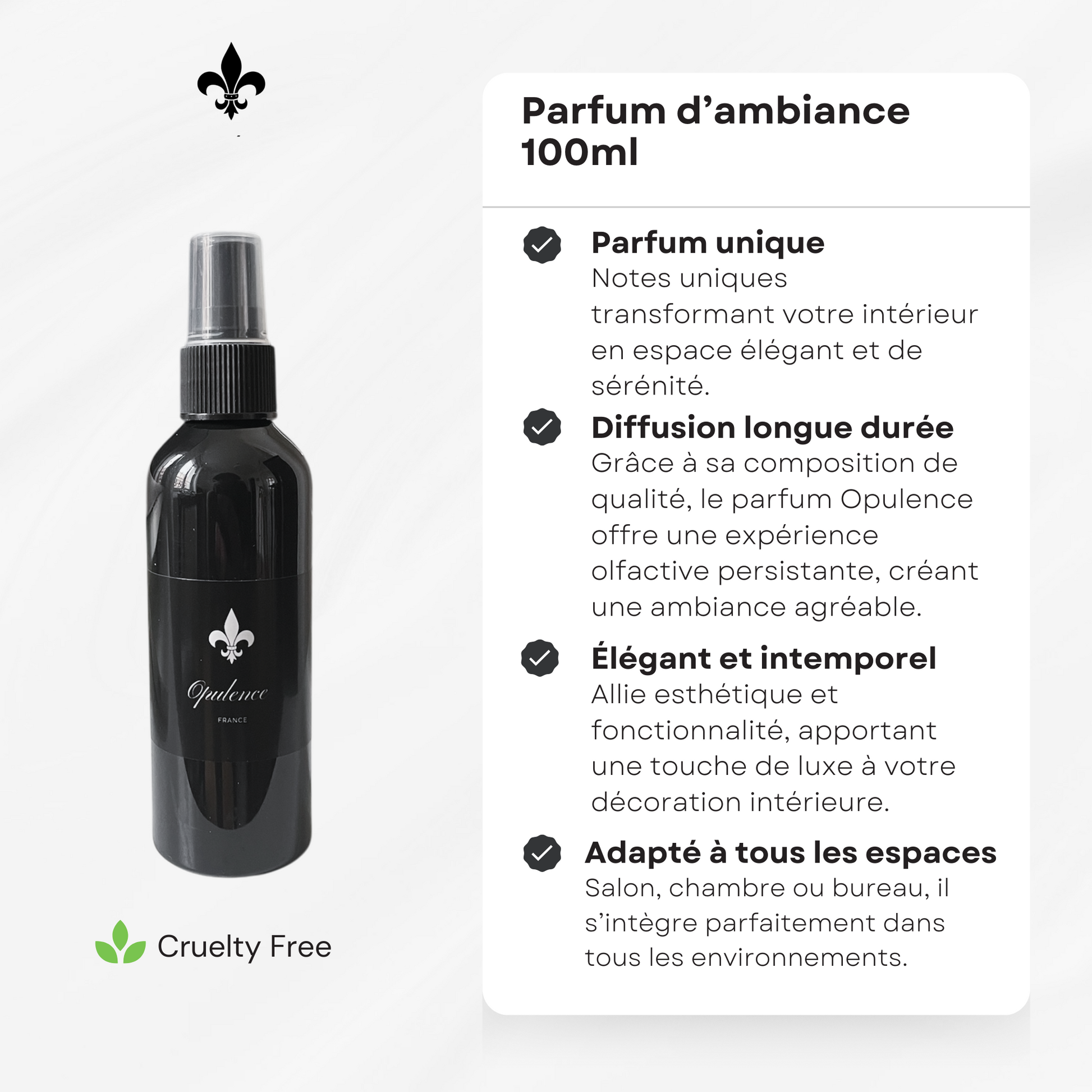 Bénéfices d'utiliser le parfum d'ambiance Opulence 100ml.