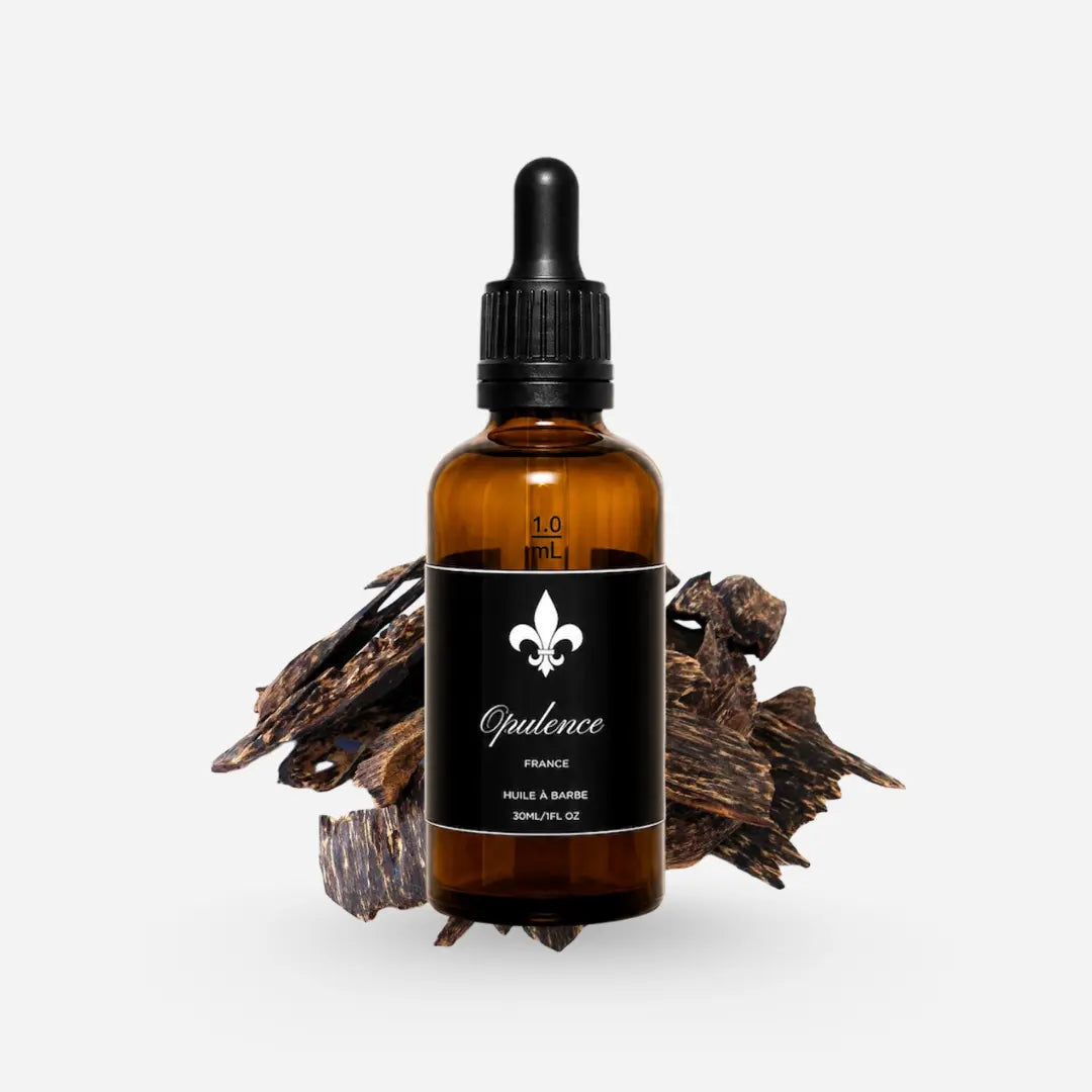 Huile à barbe premium, naturelle et hydratante parfum Oud Opulence 50ml.