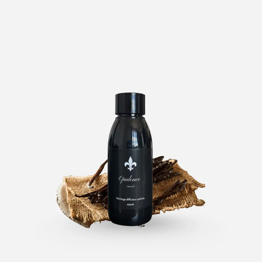 Recharge de parfum luxe diffuseur à bâtonnets Vanille Ambrée Opulence 100ml.